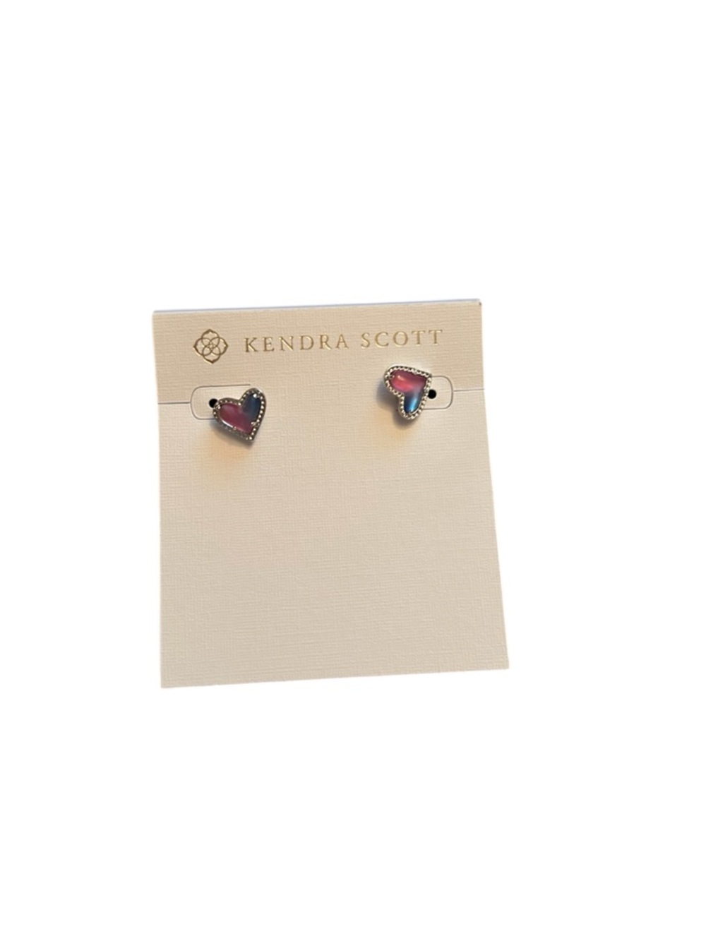 Ari Heart Stud Earrings - Pink Watercolor Illusion
